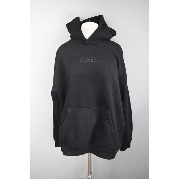 Comfrt Tops - Comfrt Hoodie XL Black Oversized Fleece Logo Pullover Womens Loungewear